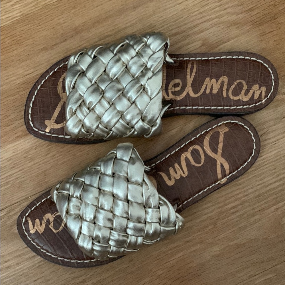 Sam Edelman Gold Woven Slide Sandals